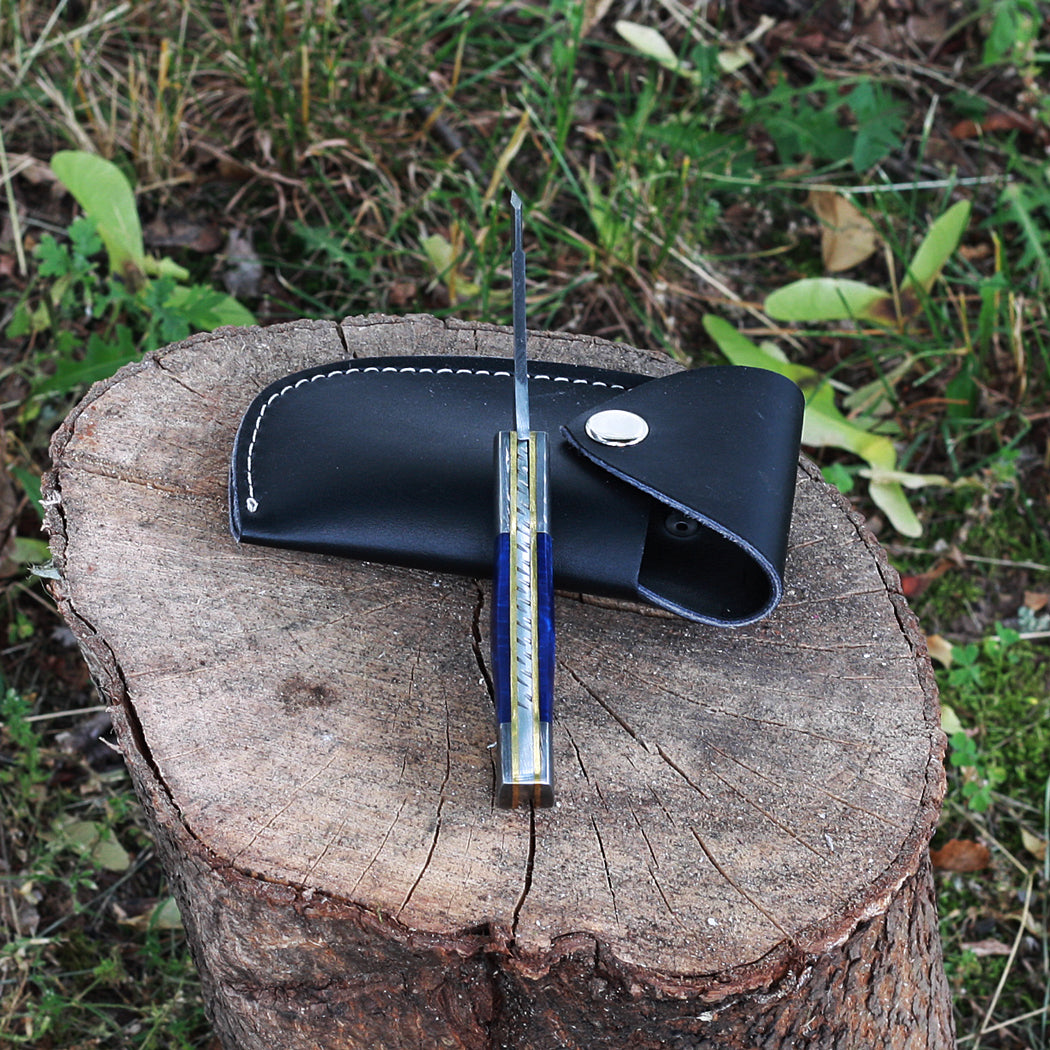 GABBI Handmade Folding Knife (with Leather Sheath)