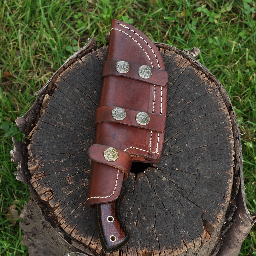 LULAMAE Handmade Tracker Hunting Knife (with Leather Sheath)