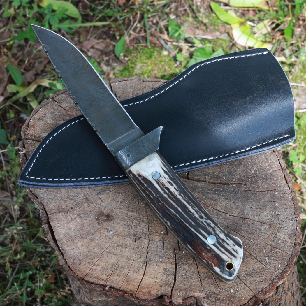 CELESTE Handmade Hunting Knife (with Leather Sheath)