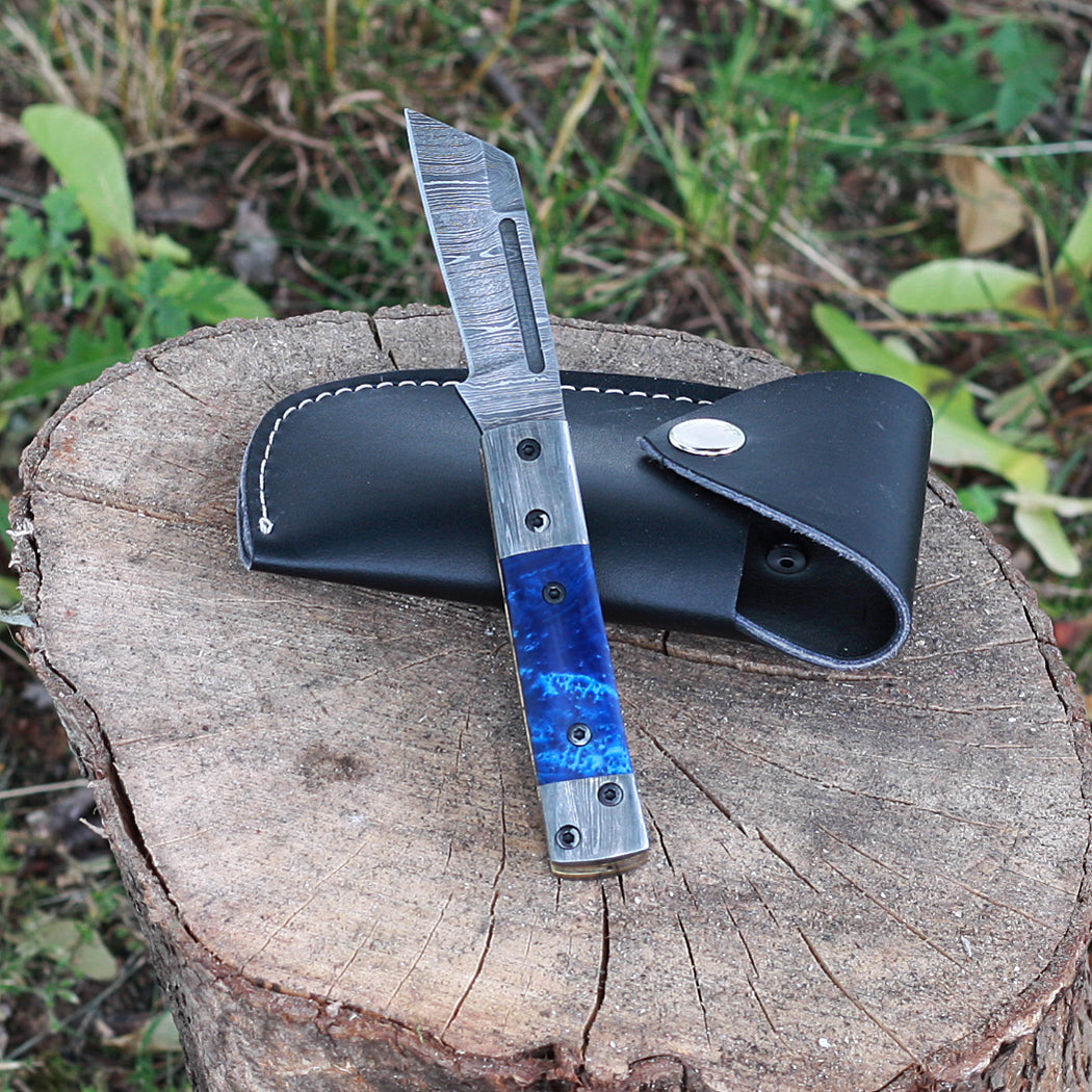 GABBI Handmade Folding Knife (with Leather Sheath)