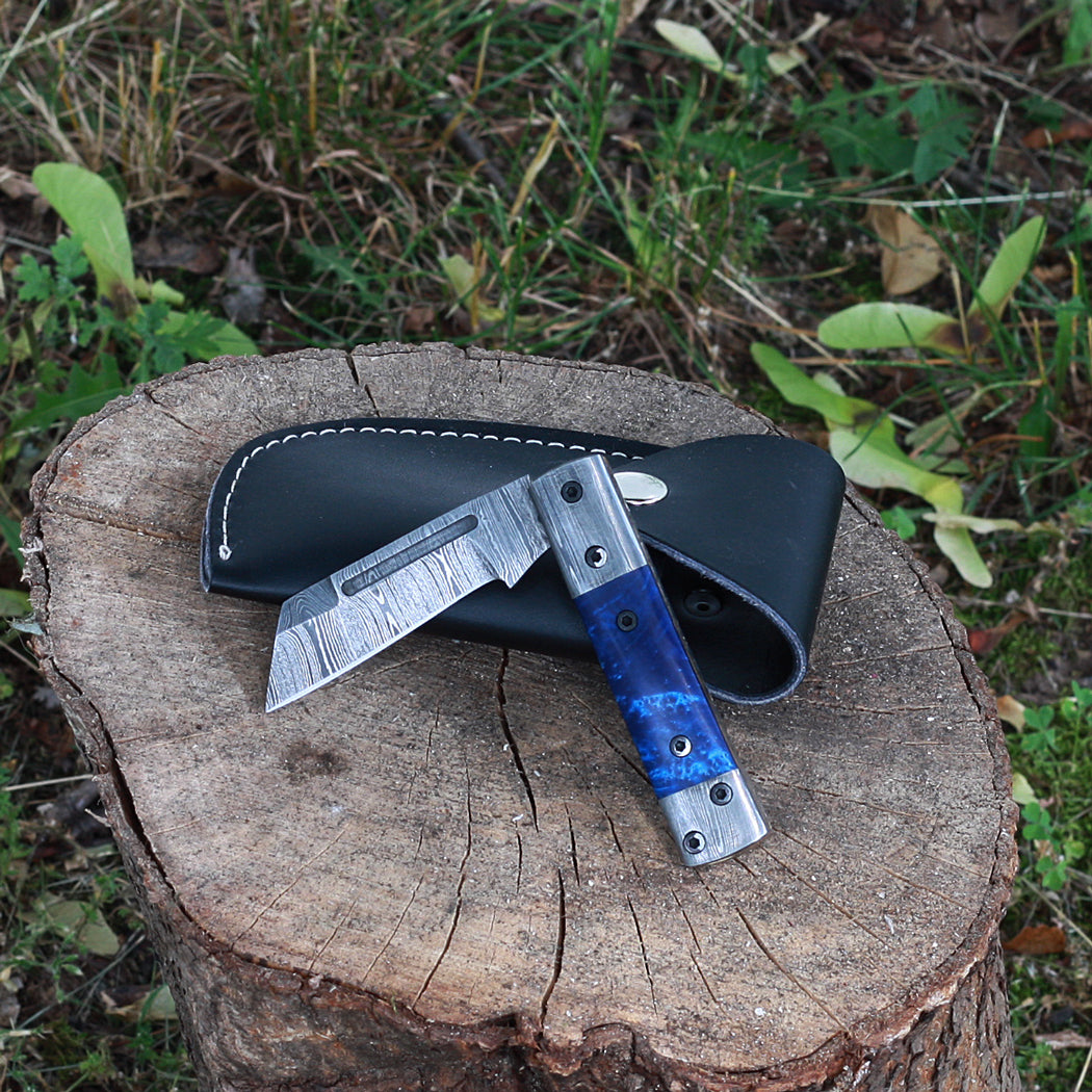GABBI Handmade Folding Knife (with Leather Sheath)